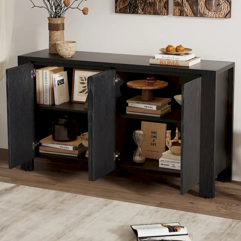 Retro 4-door Sideboard with Distressed Finish