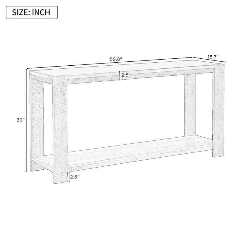 Distinctive Features of a Minimalist Console Table with Bottom Shelf and Four Legs, Suitable for Entryway, Hallway
