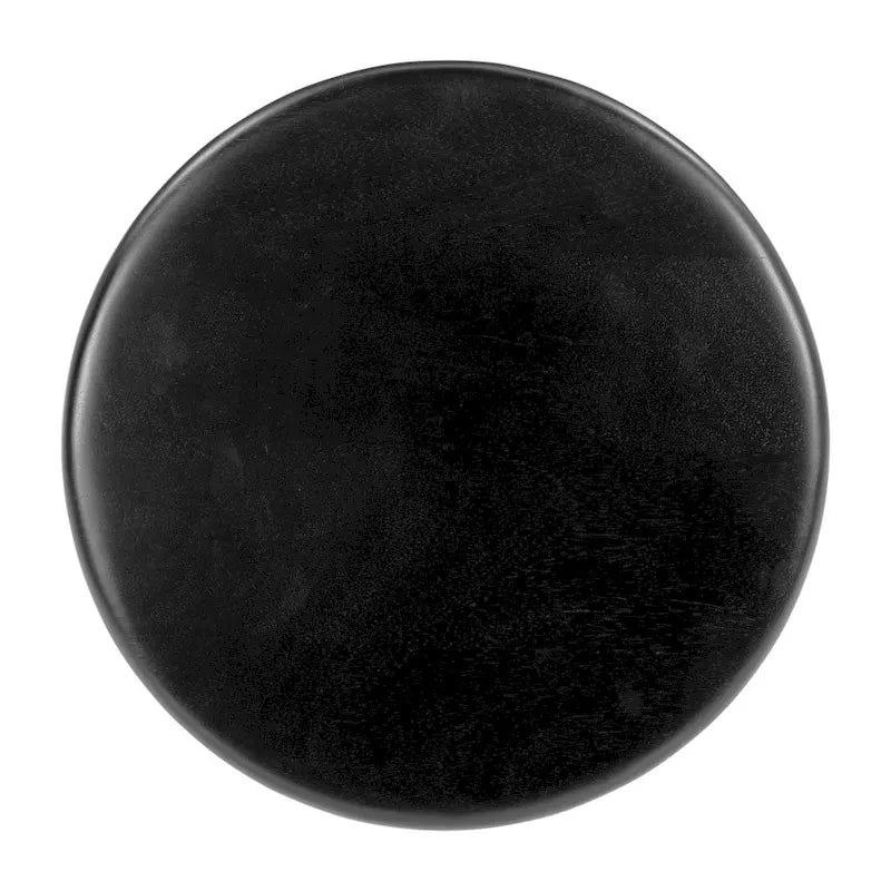 20" Black Solid Wood Round Pedestal End Table