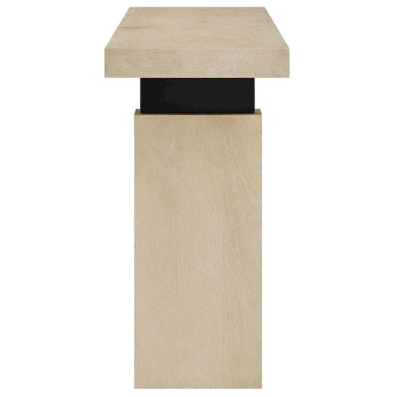 52" Rectangular Wood Console Table with Matte Black Metal Supports