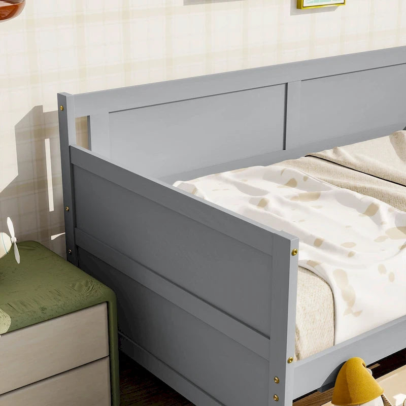 Twin Size Daybed Pine Wood Sofa Bed Frame with 2 Storage Drawers
