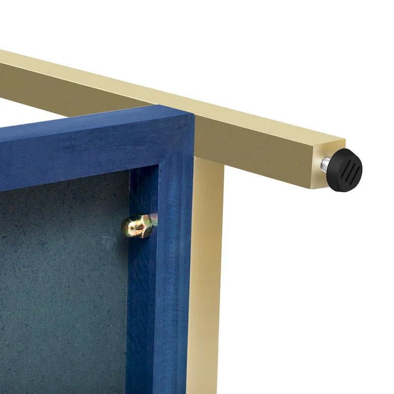45.5 MDF Retro Console Table with Gold Accents, 2 Storage Drawers and Geometric Design