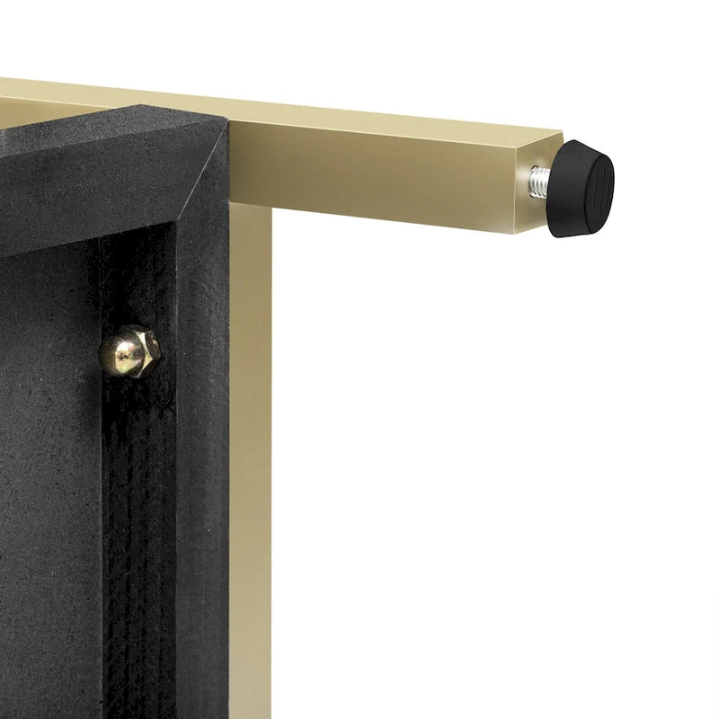 45.5 MDF Retro Console Table with Gold Accents, 2 Storage Drawers and Geometric Design