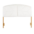 Queen Tufted Velvet Upholstered Headboard with Gold Frame