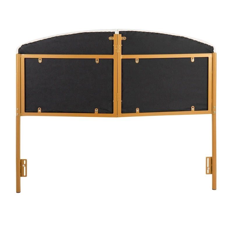 Queen Tufted Velvet Upholstered Headboard with Gold Frame