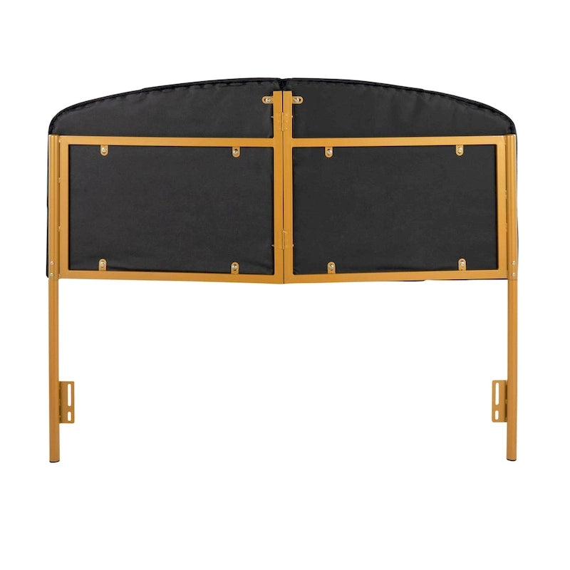Queen Tufted Velvet Upholstered Headboard with Gold Frame