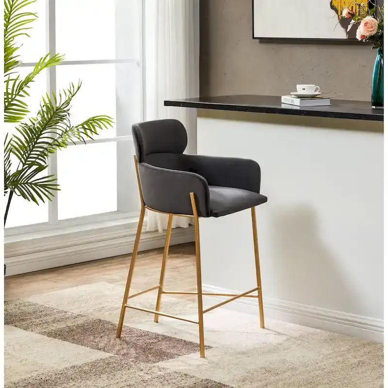 26-Inch Velvet Counter Stool, 23"W x 21"D x 38"H
