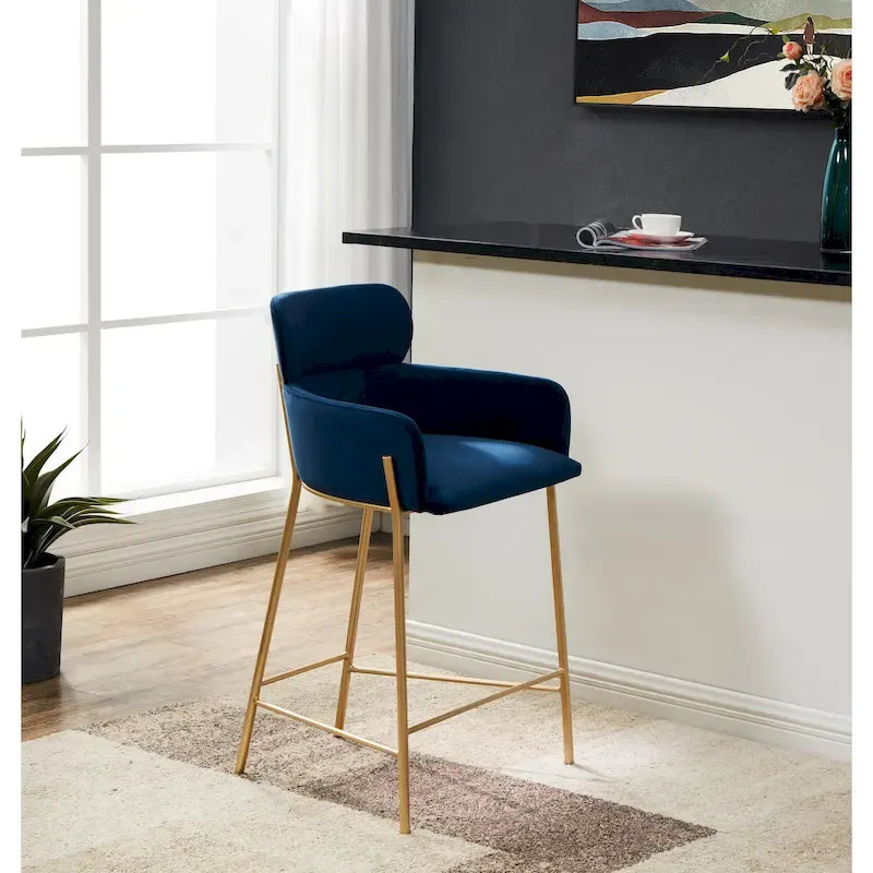 26-Inch Velvet Counter Stool, 23"W x 21"D x 38"H