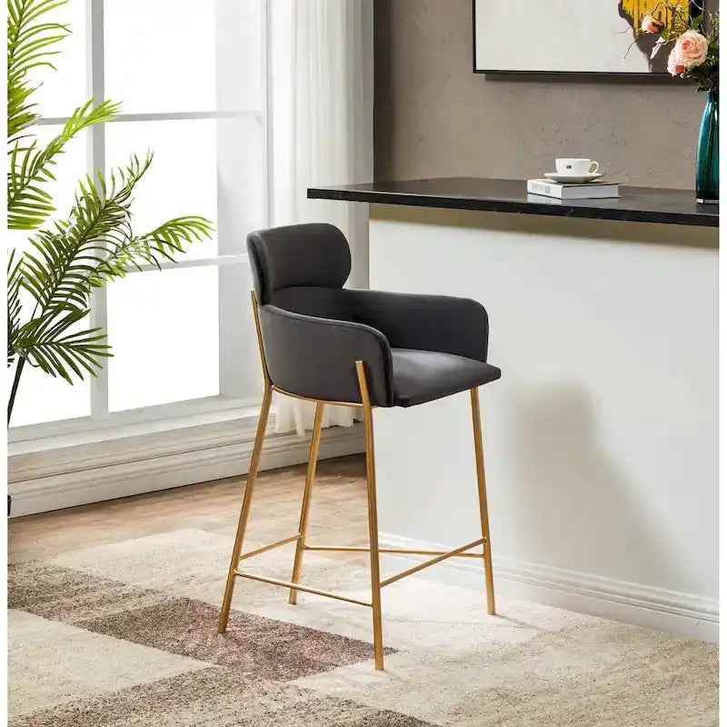 26-Inch Velvet Counter Stool, 23"W x 21"D x 38"H