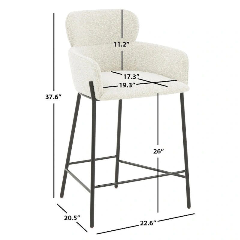 26-Inch Velvet Counter Stool, 23"W x 21"D x 38"H
