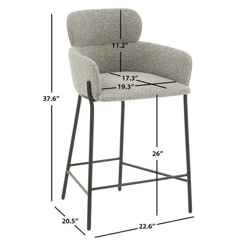 26-Inch Velvet Counter Stool, 23"W x 21"D x 38"H