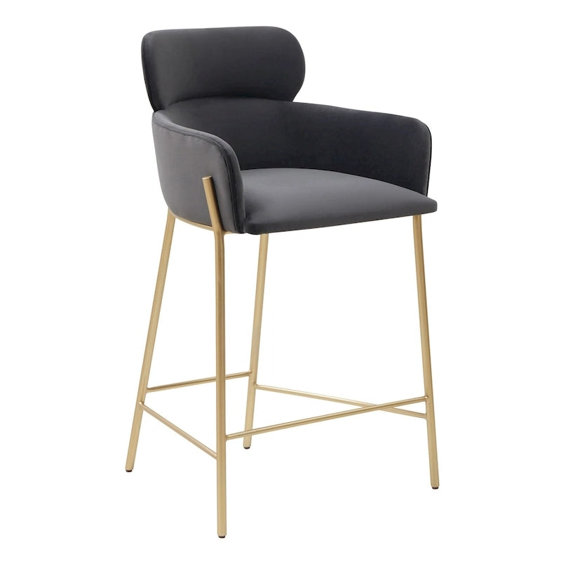 26-Inch Velvet Counter Stool, 23"W x 21"D x 38"H