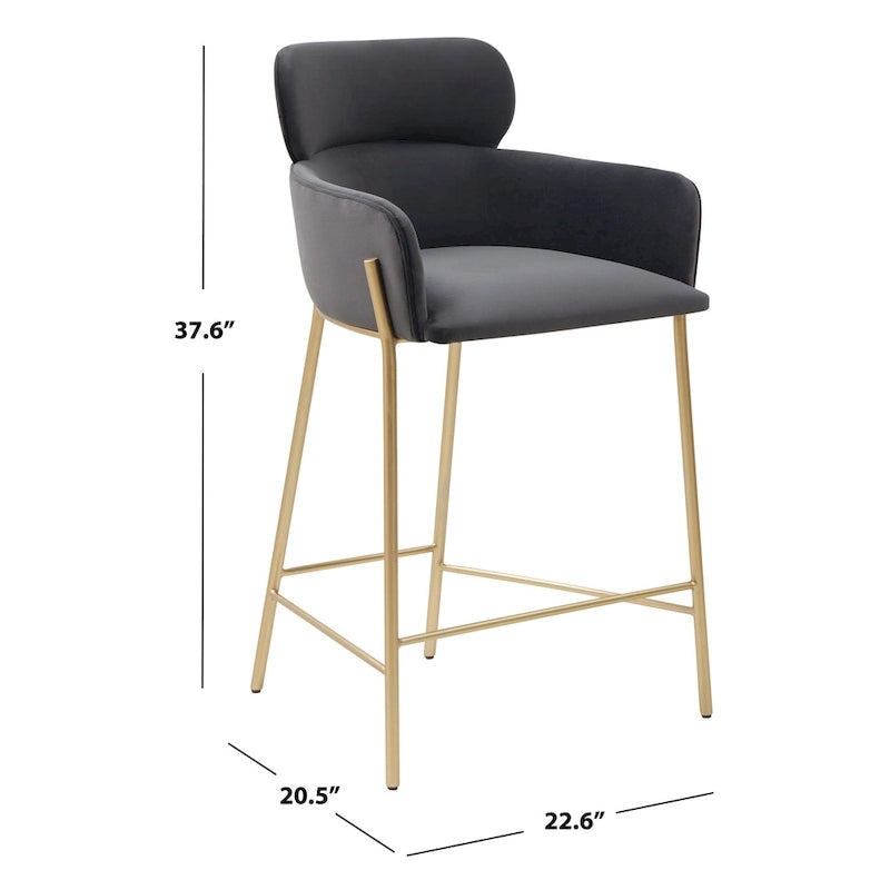 26-Inch Velvet Counter Stool, 23"W x 21"D x 38"H