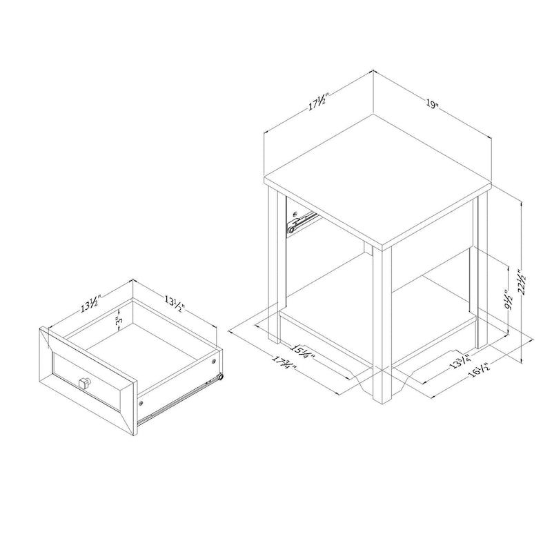 End Table with Drawer and Bottom Shelf