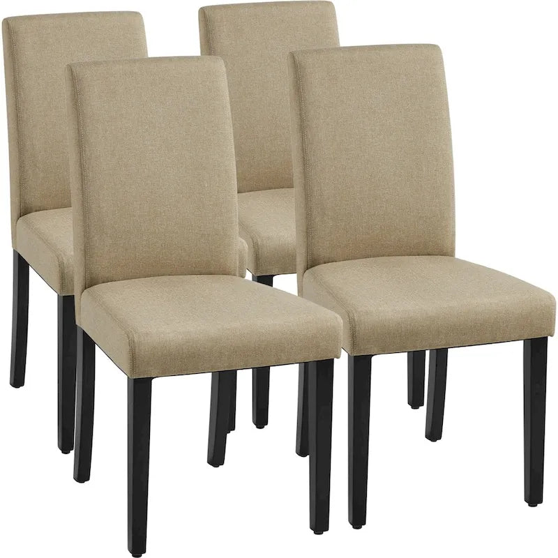 4pcs Upholstered Fabric Dining Chairs with Solid Wood Legs For Dining Room - N/A