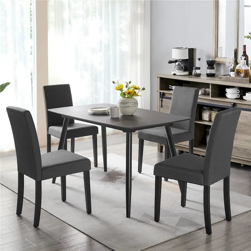 4pcs Upholstered Fabric Dining Chairs with Solid Wood Legs For Dining Room - N/A