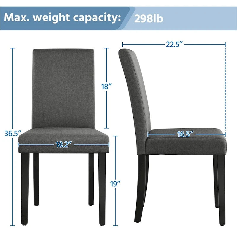 4pcs Upholstered Fabric Dining Chairs with Solid Wood Legs For Dining Room - N/A