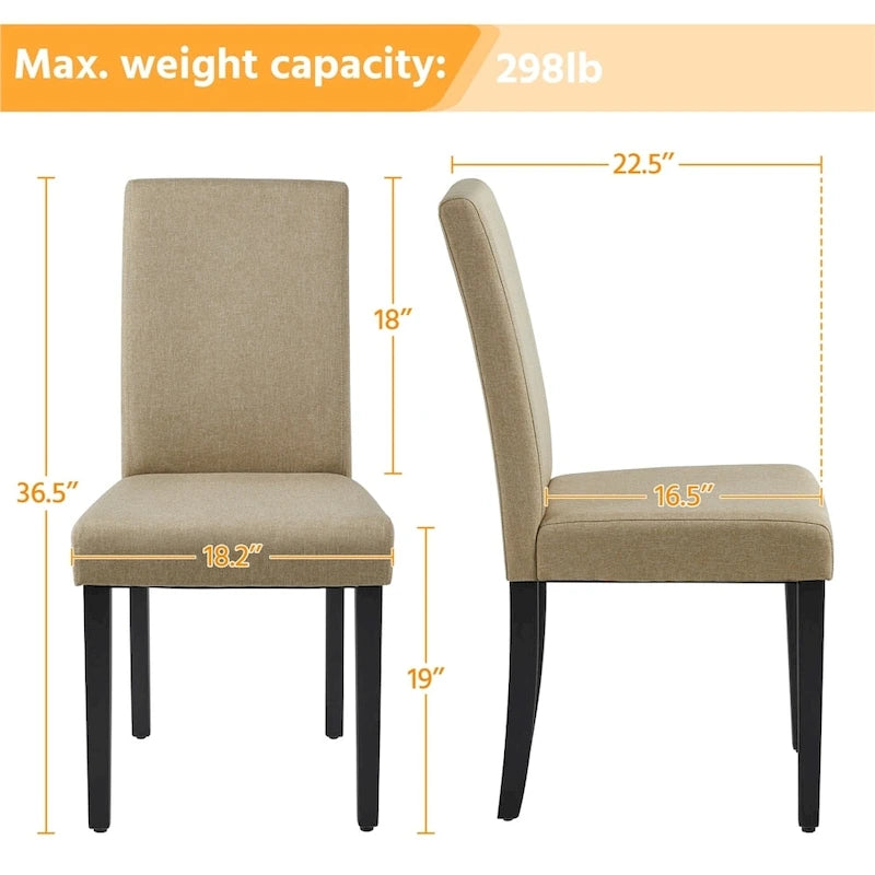 4pcs Upholstered Fabric Dining Chairs with Solid Wood Legs For Dining Room - N/A
