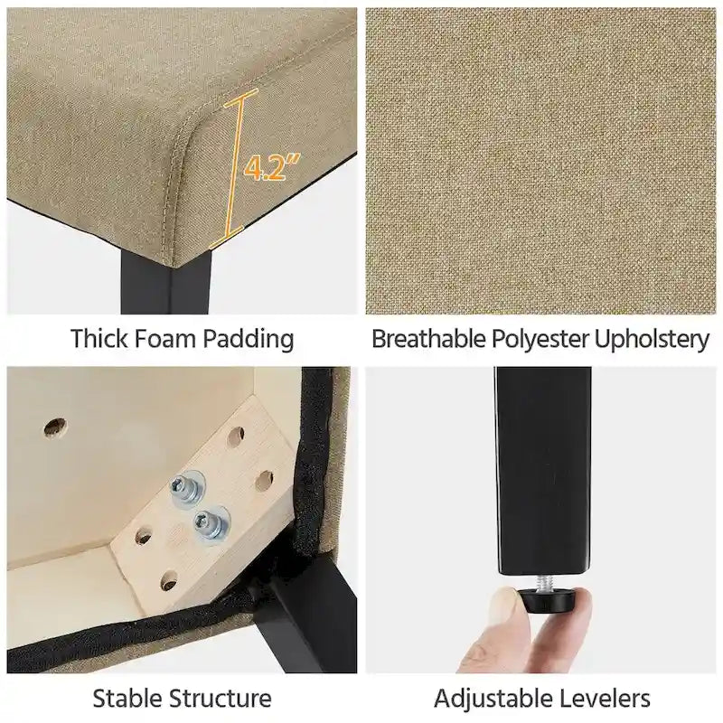 4pcs Upholstered Fabric Dining Chairs with Solid Wood Legs For Dining Room - N/A