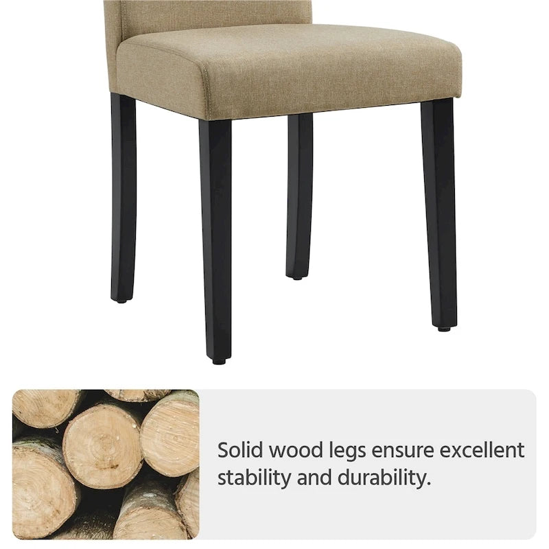 4pcs Upholstered Fabric Dining Chairs with Solid Wood Legs For Dining Room - N/A