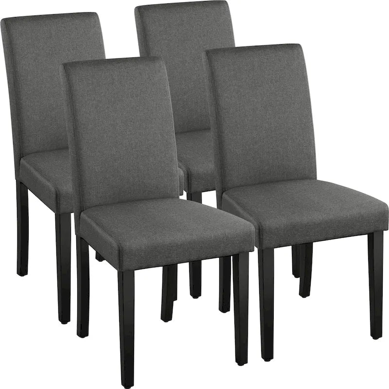 4pcs Upholstered Fabric Dining Chairs with Solid Wood Legs For Dining Room - N/A