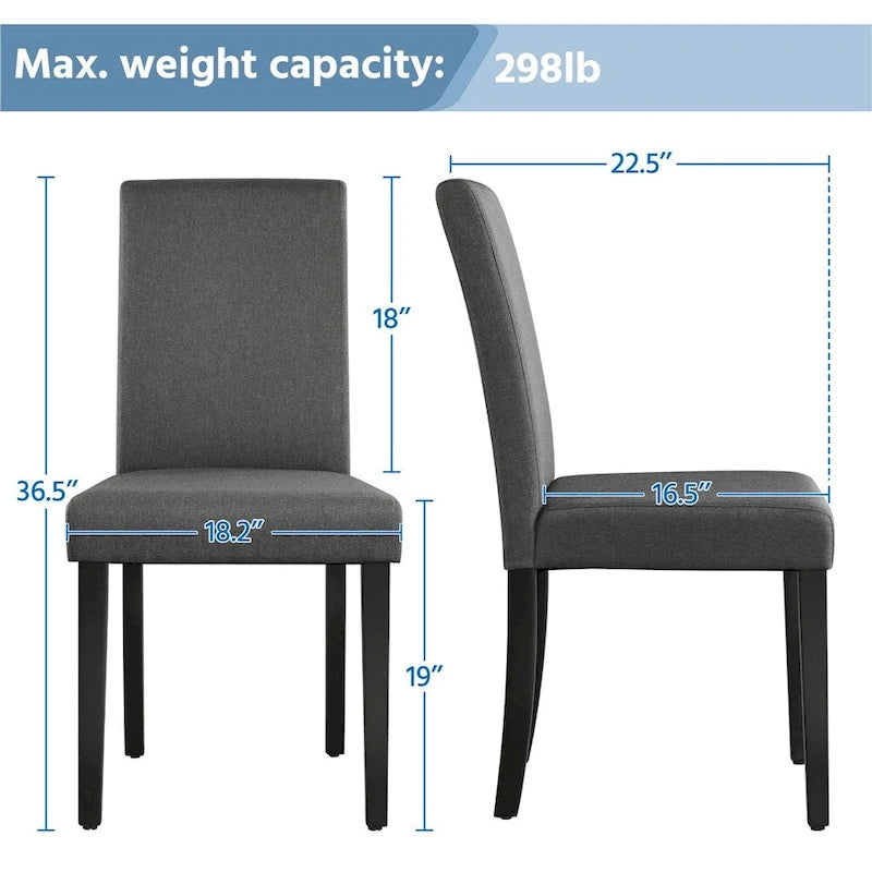 4pcs Upholstered Fabric Dining Chairs with Solid Wood Legs For Dining Room - N/A