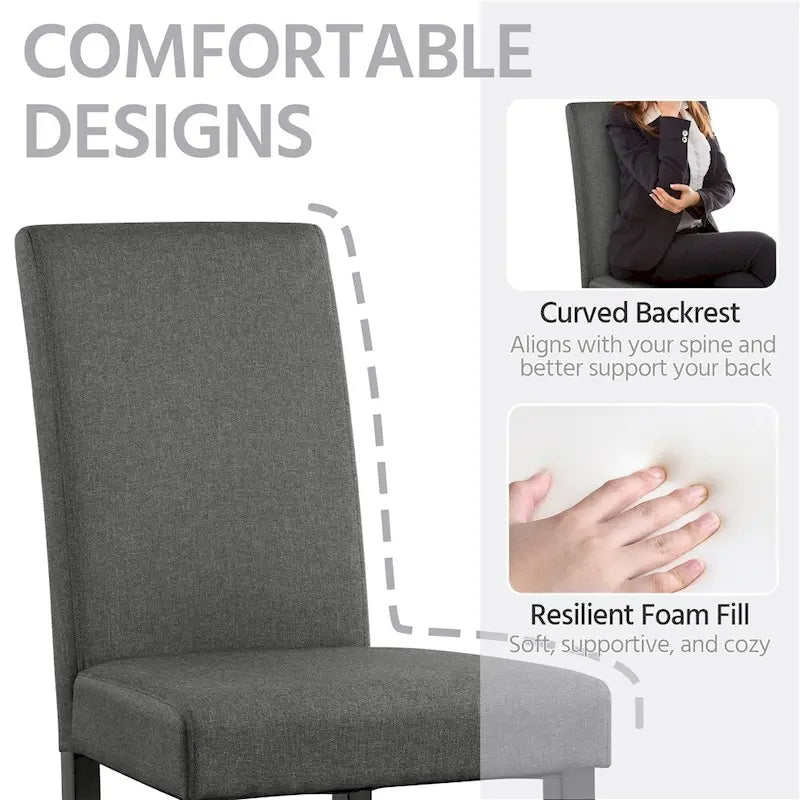 4pcs Upholstered Fabric Dining Chairs with Solid Wood Legs For Dining Room - N/A