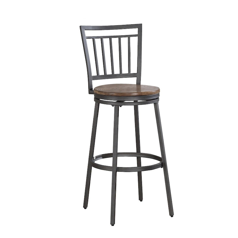 25-Inch Industrial Counter Stool with Swivel Hardwood Seat