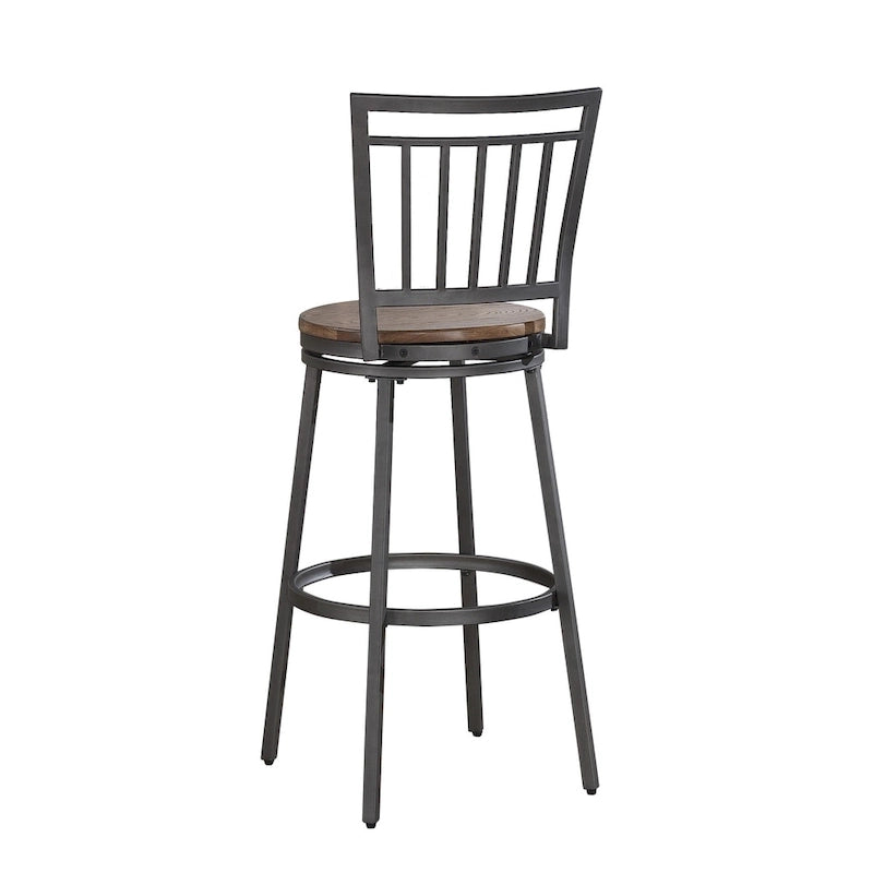25-Inch Industrial Counter Stool with Swivel Hardwood Seat