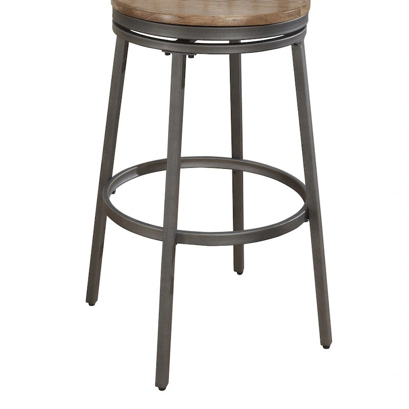 25-Inch Industrial Counter Stool with Swivel Hardwood Seat
