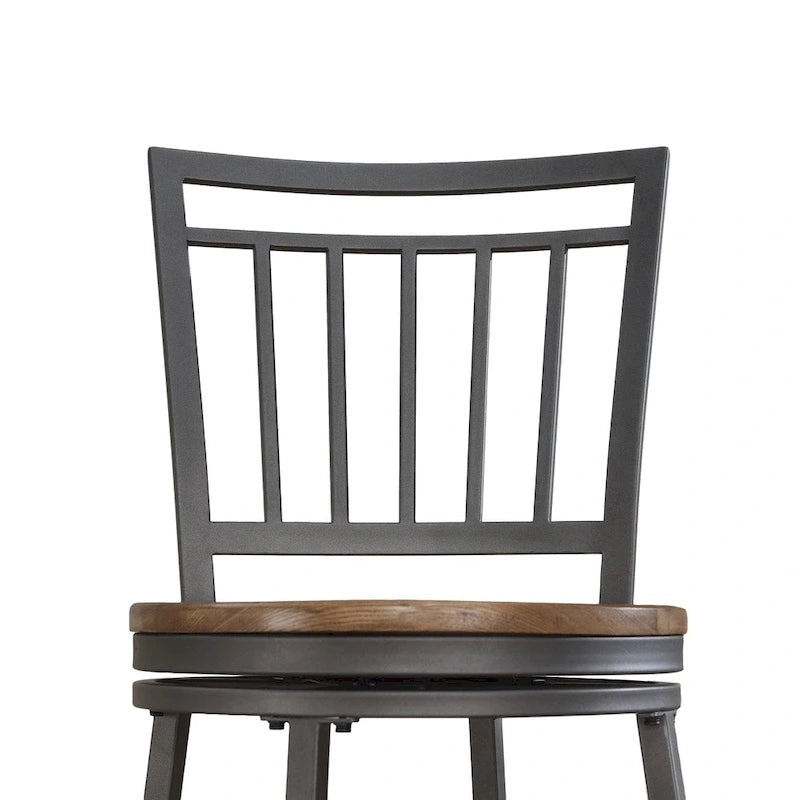 25-Inch Industrial Counter Stool with Swivel Hardwood Seat