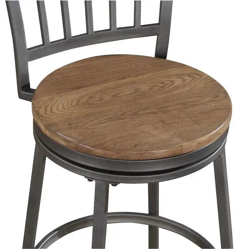 25-Inch Industrial Counter Stool with Swivel Hardwood Seat