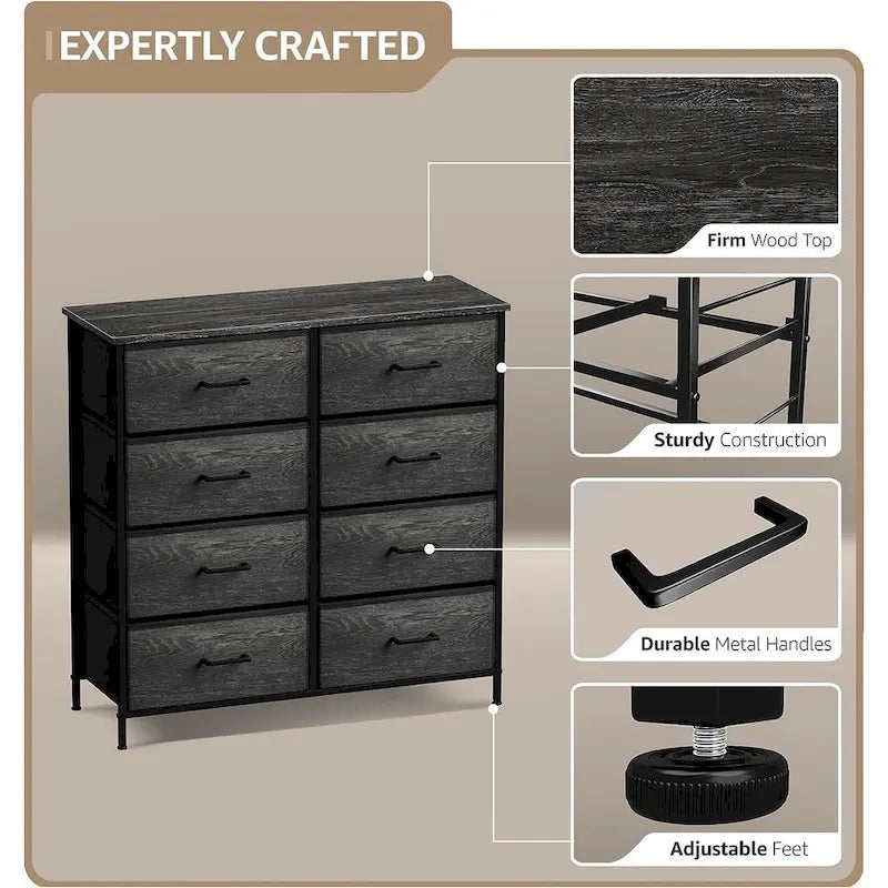 8-Drawer Fabric Dresser, Portable Chest of Drawers