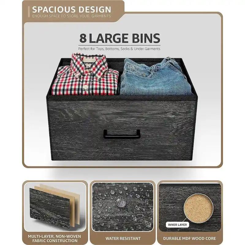 8-Drawer Fabric Dresser, Portable Chest of Drawers