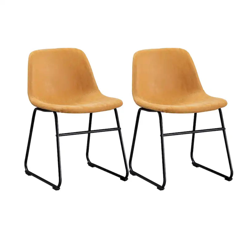 Modern Faux Leather Dining Chairs with Metal Frame (Set of 2) - Water Resistant