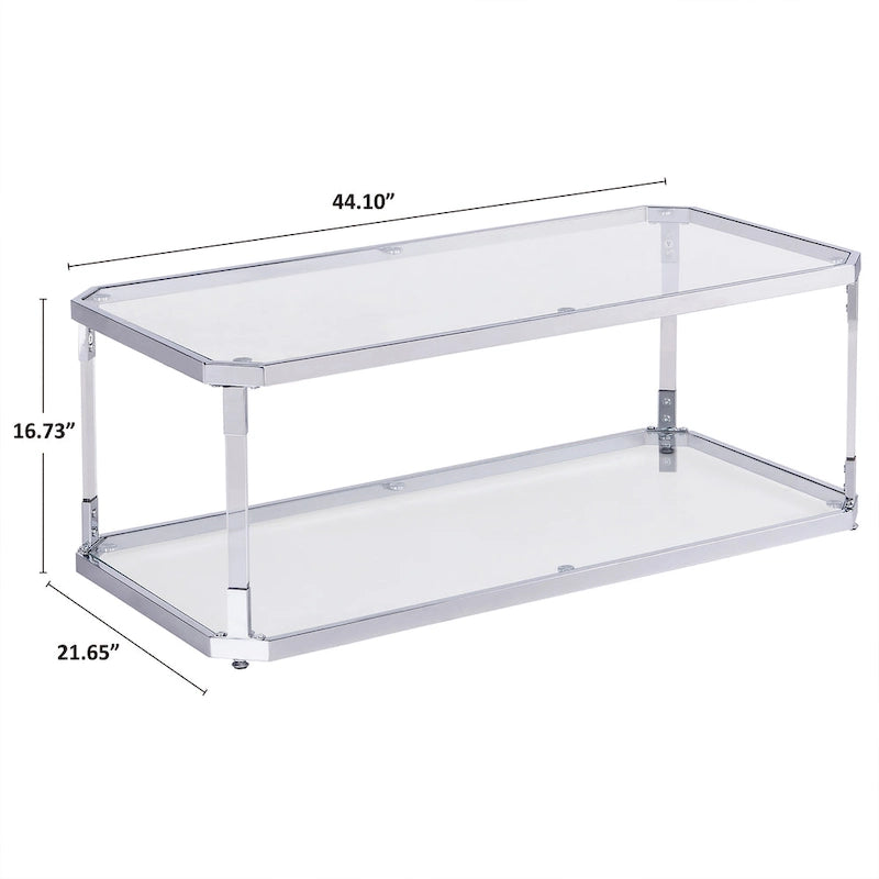 Chrome Coffee Tables Glass Coffee Table with Shelf
