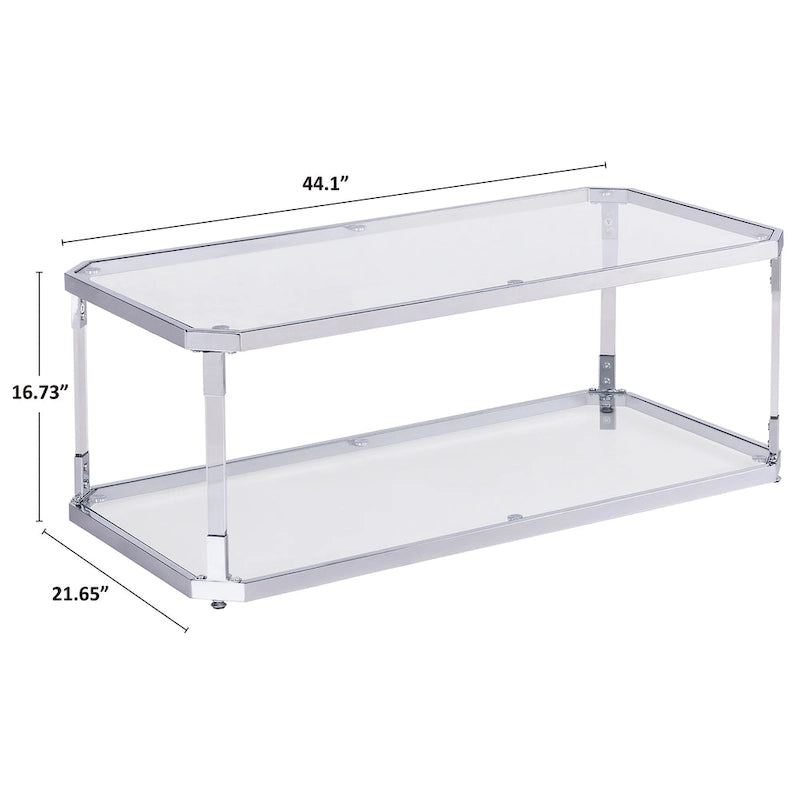 Chrome Coffee Tables Glass Coffee Table with Shelf