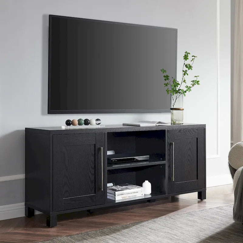 58" TV Stand with Enclosed Cabinets and Adjustable Shelves