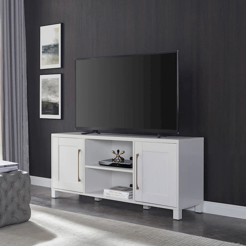 58" TV Stand with Enclosed Cabinets and Adjustable Shelves
