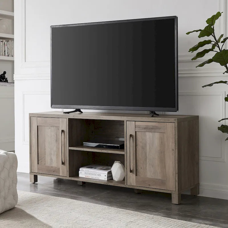 58" TV Stand with Enclosed Cabinets and Adjustable Shelves