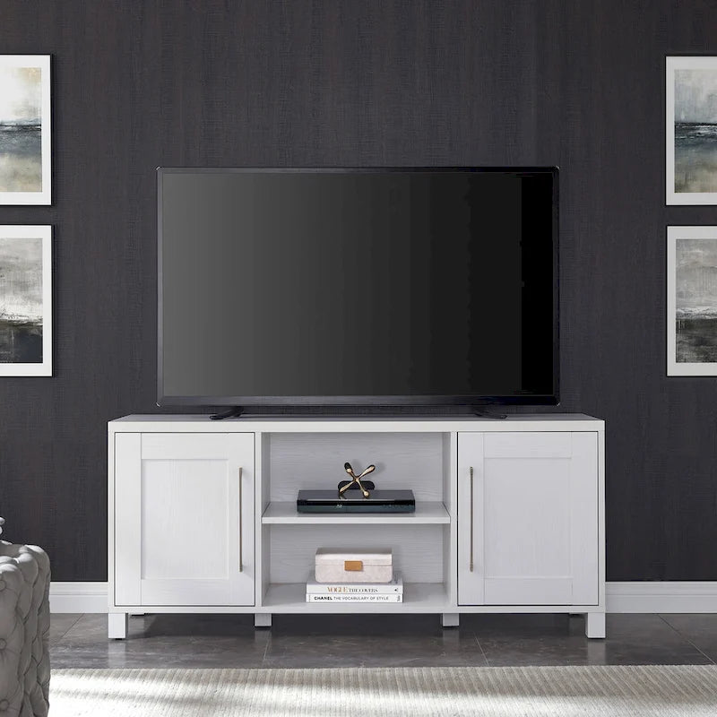 58" TV Stand with Enclosed Cabinets and Adjustable Shelves