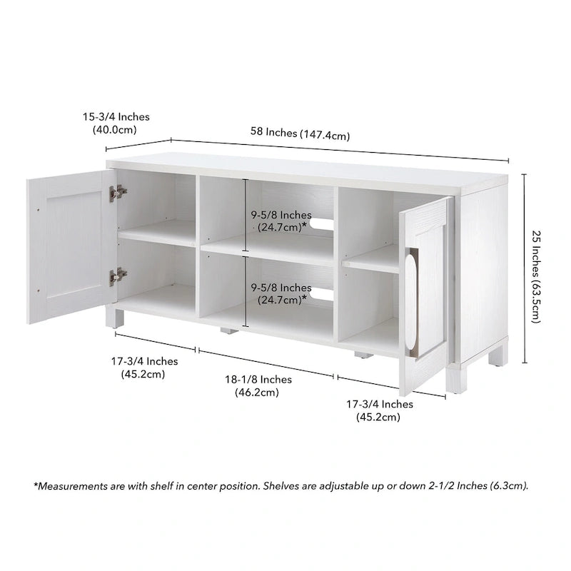 58" TV Stand with Enclosed Cabinets and Adjustable Shelves