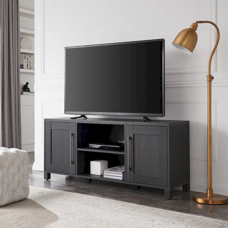 58" TV Stand with Enclosed Cabinets and Adjustable Shelves