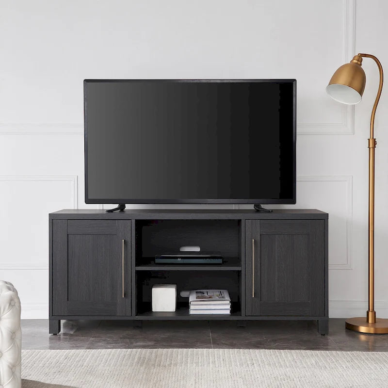 58" TV Stand with Enclosed Cabinets and Adjustable Shelves
