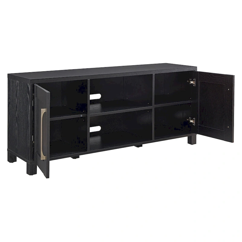 58" TV Stand with Enclosed Cabinets and Adjustable Shelves