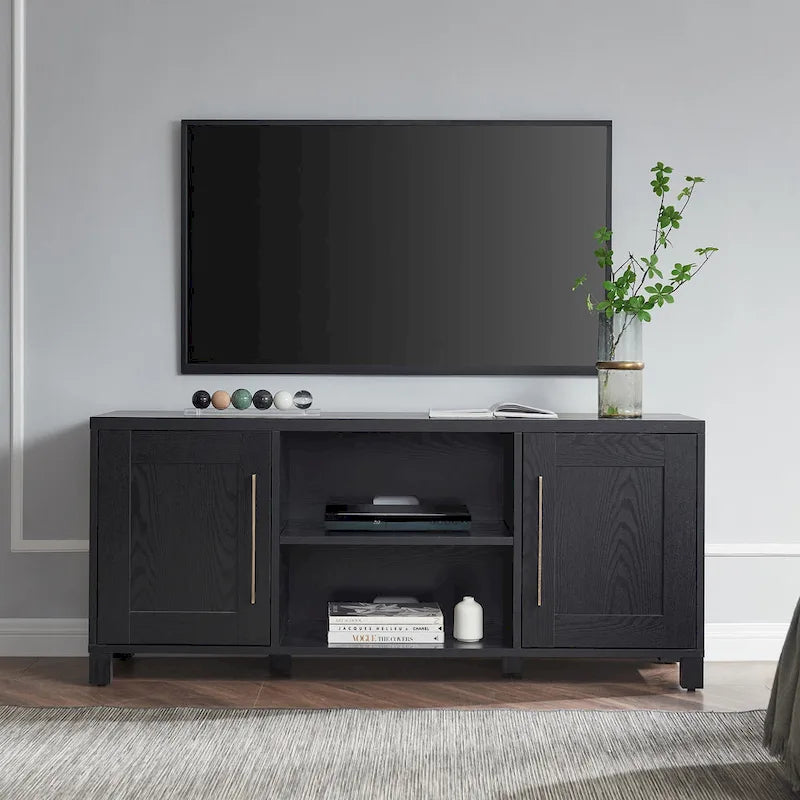 58" TV Stand with Enclosed Cabinets and Adjustable Shelves