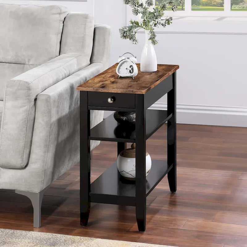1-Drawer Chairside End Table with Shelves