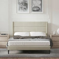 Upholstered Platform Bed with Wingback Headboard
