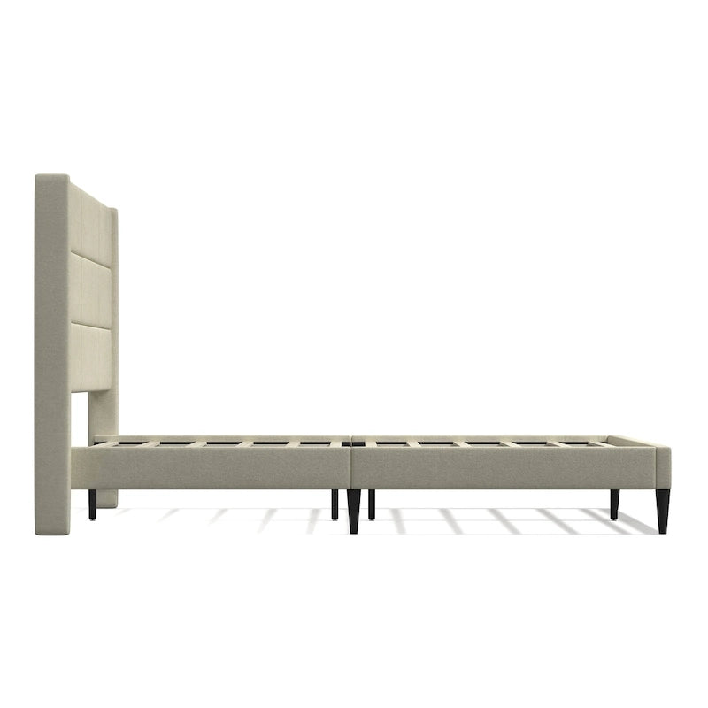 Upholstered Platform Bed with Wingback Headboard