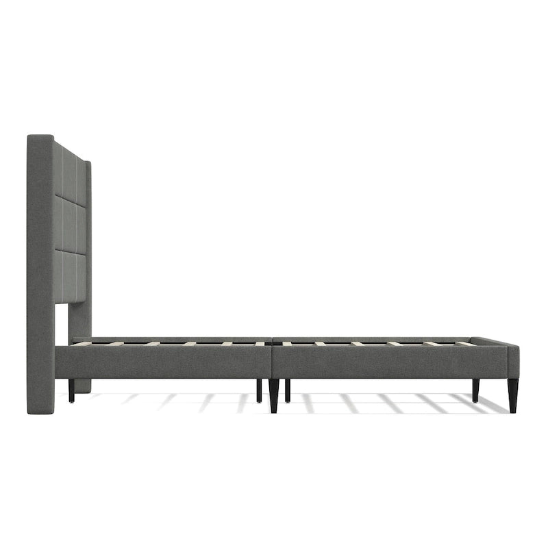 Upholstered Platform Bed with Wingback Headboard